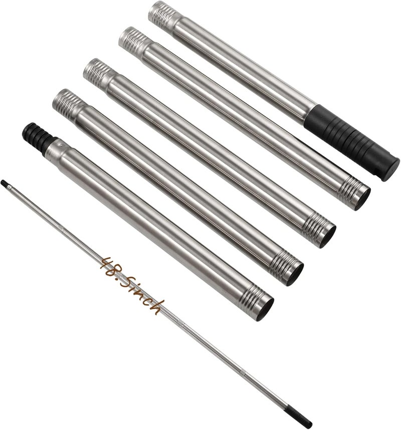 NANJA Paint Roller Extension Poles, 5 Piece Painting Extension Pole Extends to 48.5" Stainless Steel Telescopic Rod for Paint Roller Brushes to Easily Brush The Ceiling - Image 1